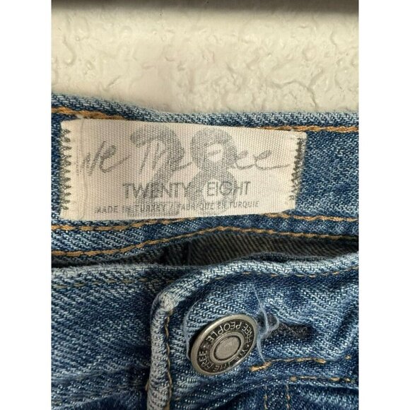 We The Free Jeans Women's The Maggie Size 28 Raw Hem Button Fly Crop Blue Denim - Picture 7 of 9